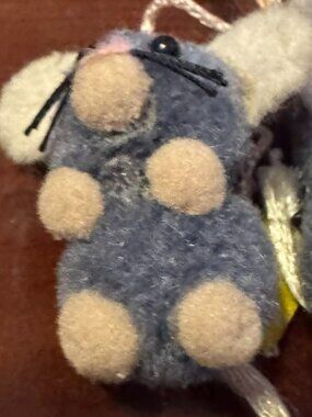 Vintage Hand Felted 2 Ornamental Mice 1.75 inches tall